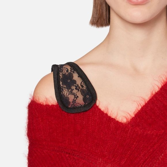 NWT Christopher Kane V Neck Mohair Wool Red Open Back Women's Luxury Sweater XL - Picture 4 of 10